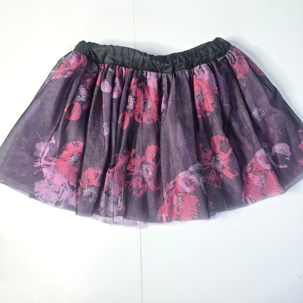 Gymboree Tutu Skirt Girls 12 Purple Floral Whimsigoth Balletcore Layered Tulle‎